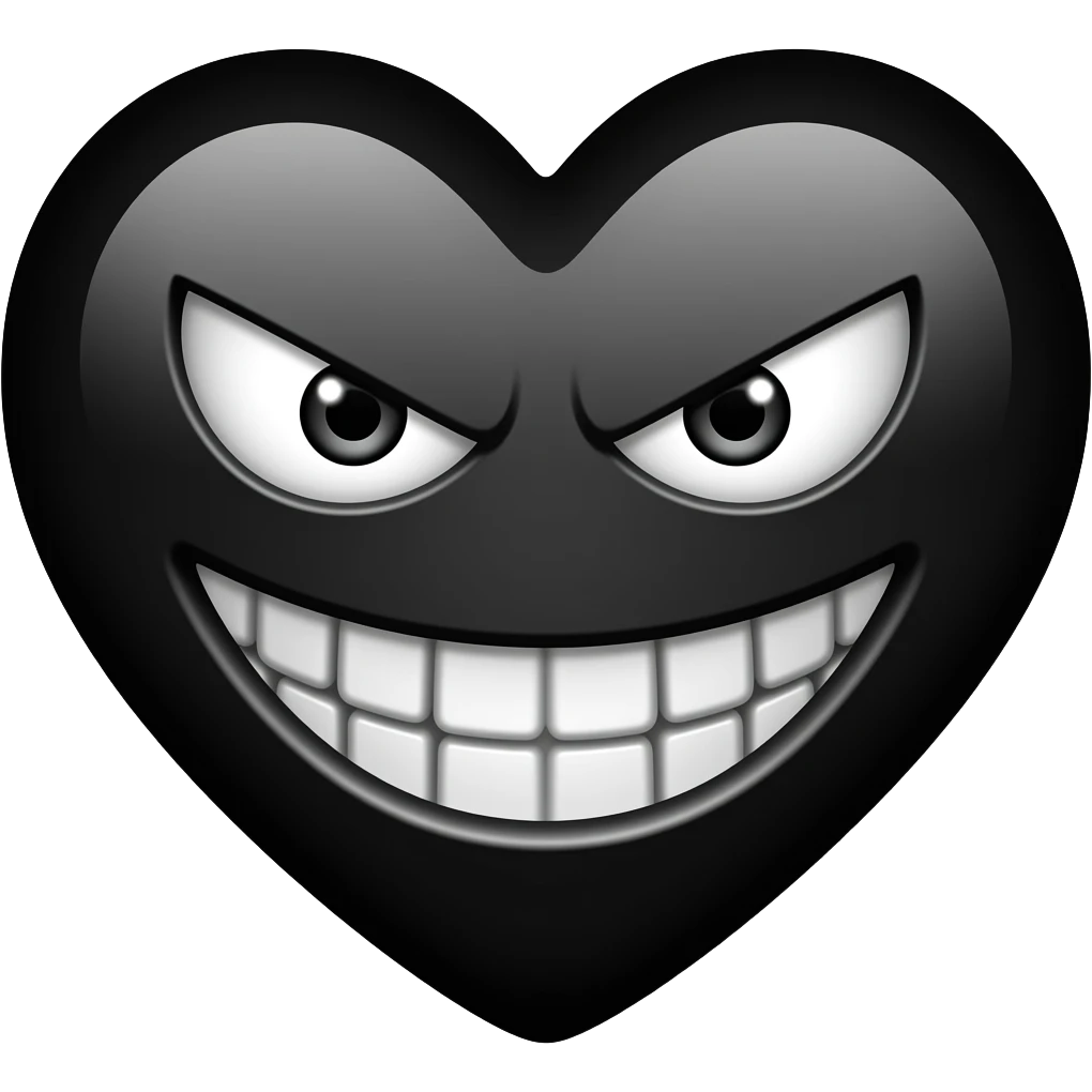 black heart emoji with evil smile emoji