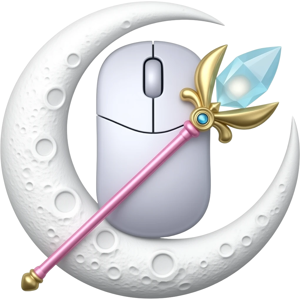 水手月亮 月亮手杖 月亮上面有銀水晶,精緻 閃爍(製成鼠標) emoji