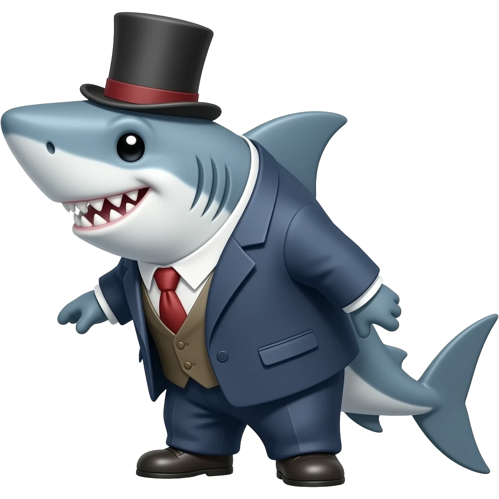 Shark with a top hat emoji