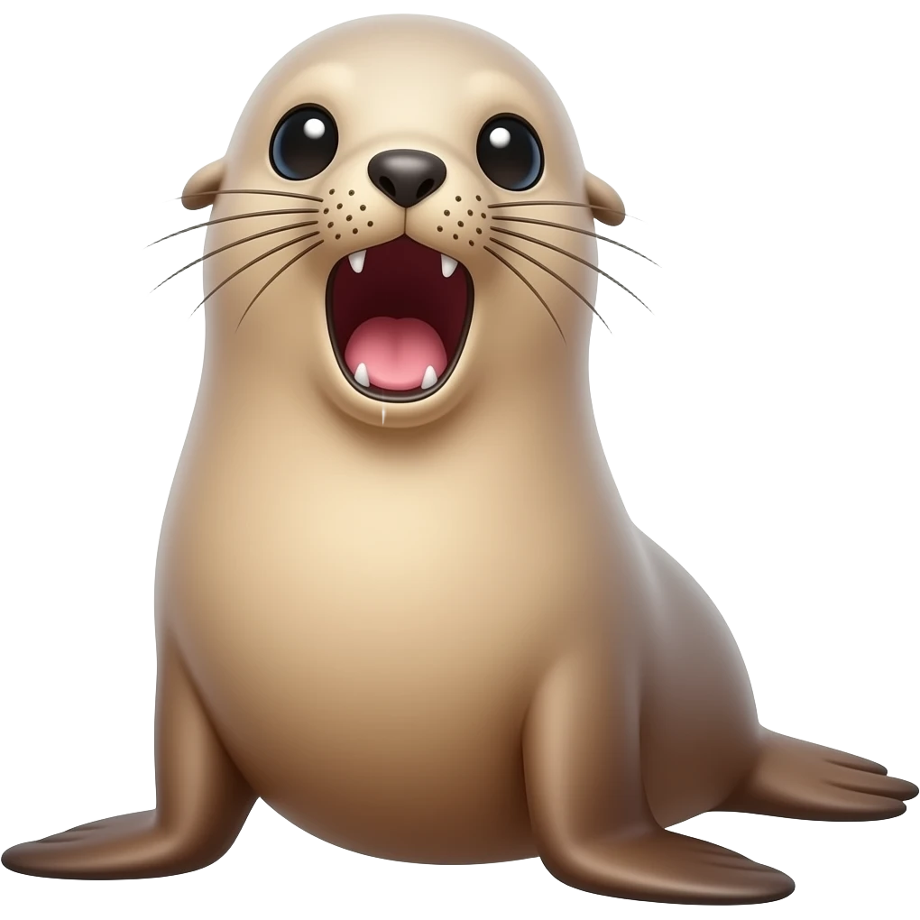 A cute sea lion screaming emoji