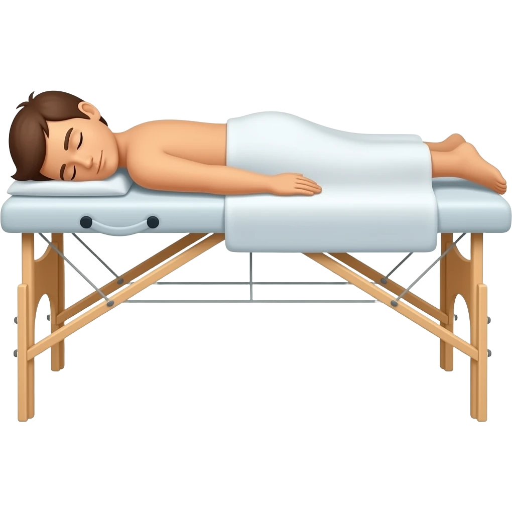 массажнный стол и на нем клиент лицом в подушку emoji