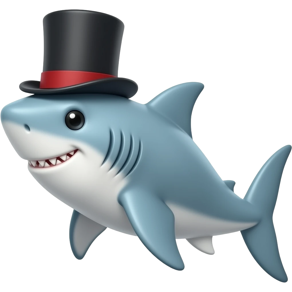Shark with a top hat emoji