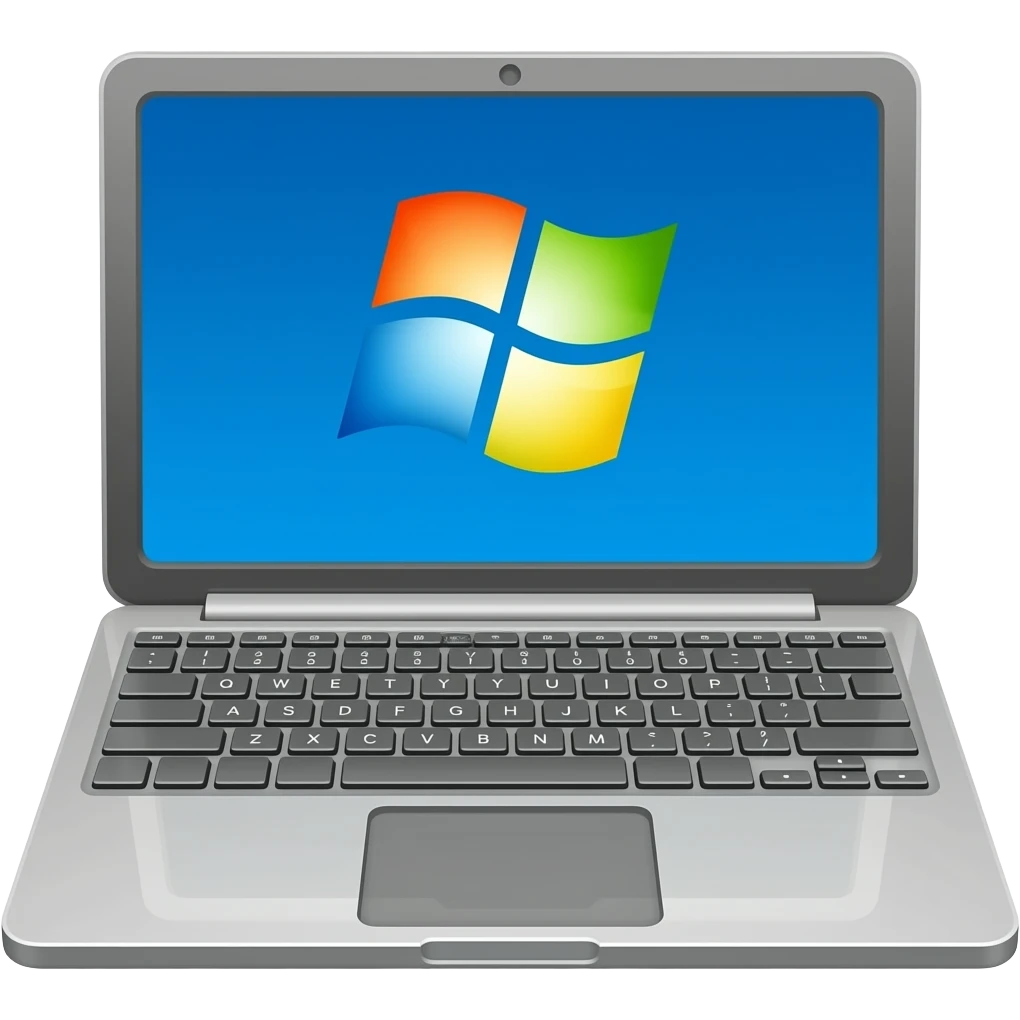 gray laptop with gray keys and windows screen emoji