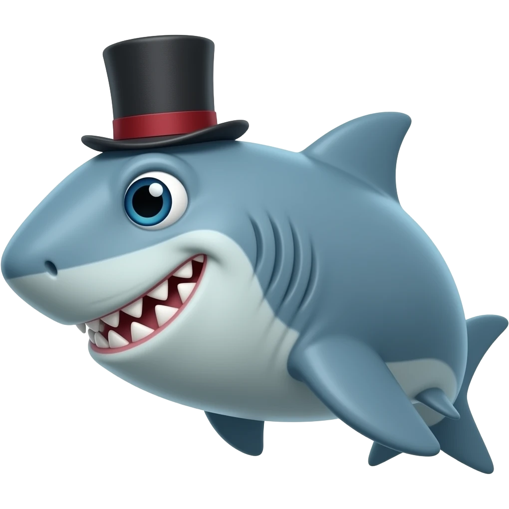 Shark with a top hat emoji
