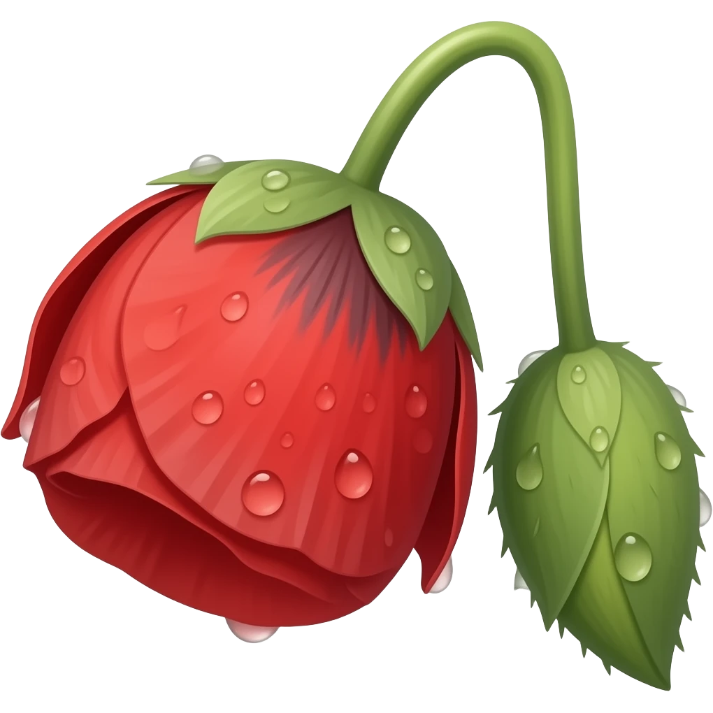 нарисуй закрытый мак на стебле в росе emoji
