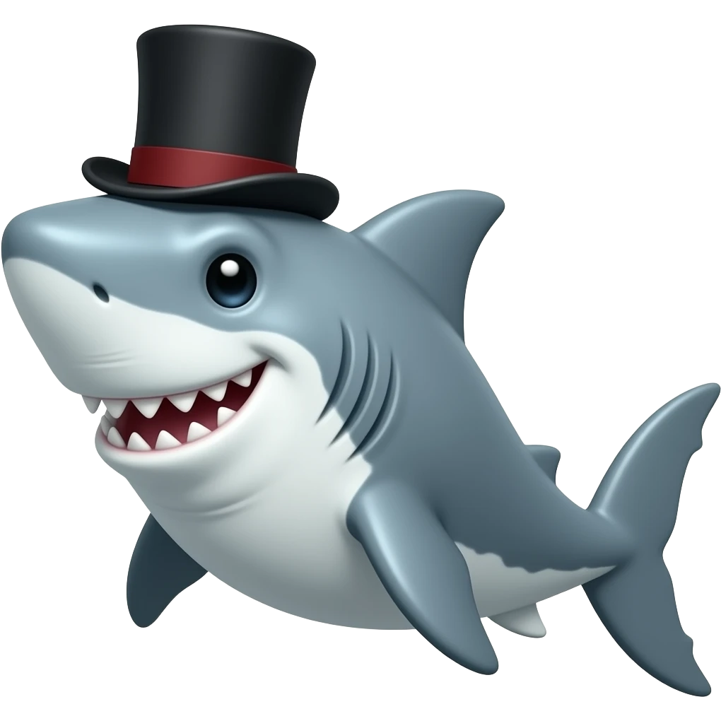 Shark with a top hat emoji