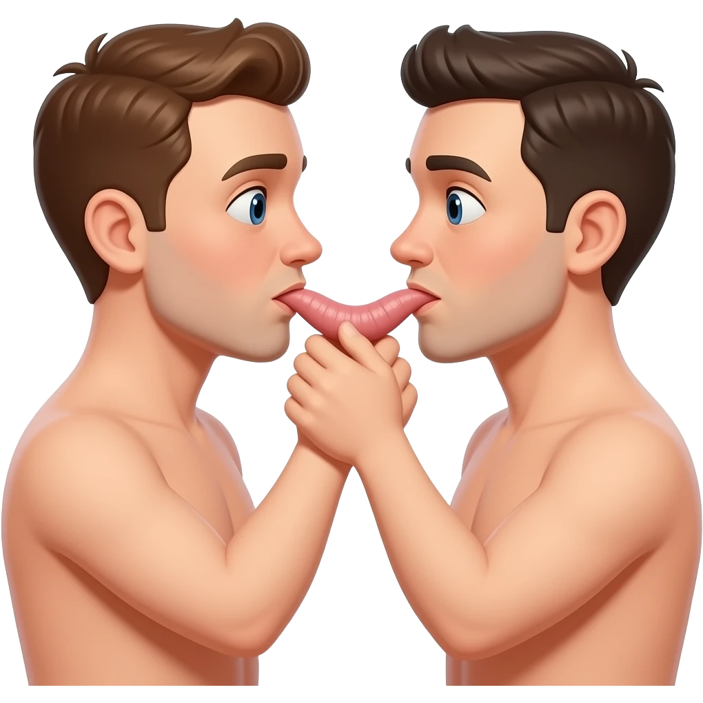 Fully naked 2 man catches each Others long  panise emoji