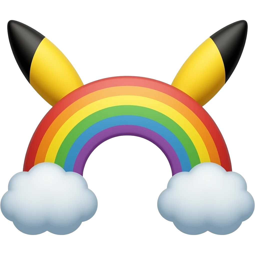 Rainbow Pikachu ears emoji