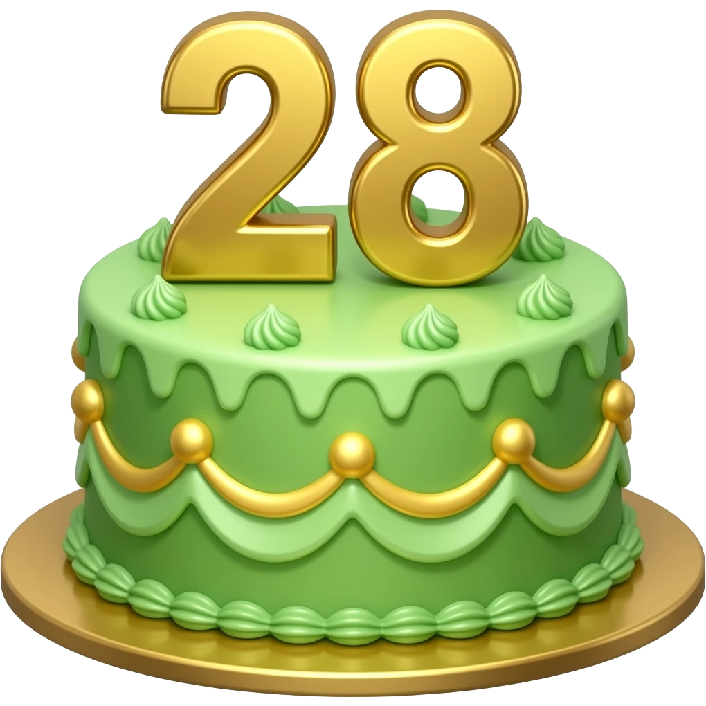 birthday cake green 28 with gold emoji