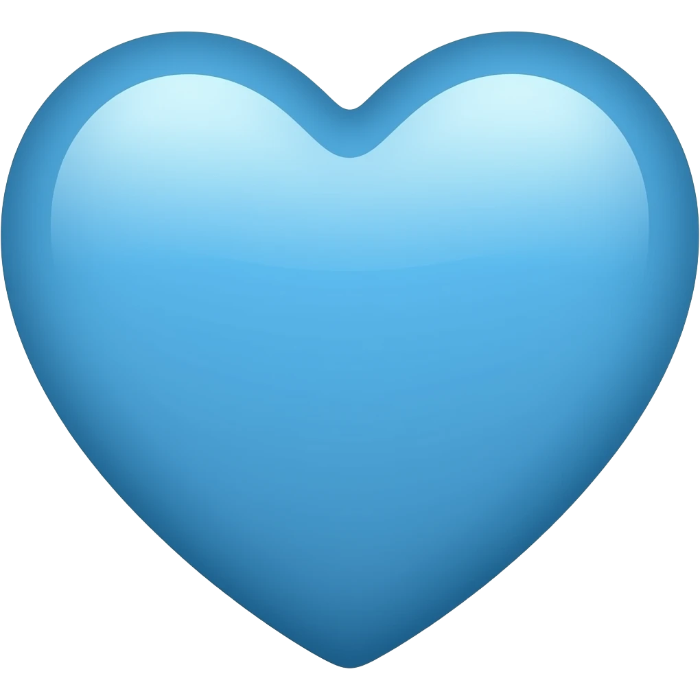 Solid blue heart. Classic emoji, subtle shading, matte colors, minimal ...
