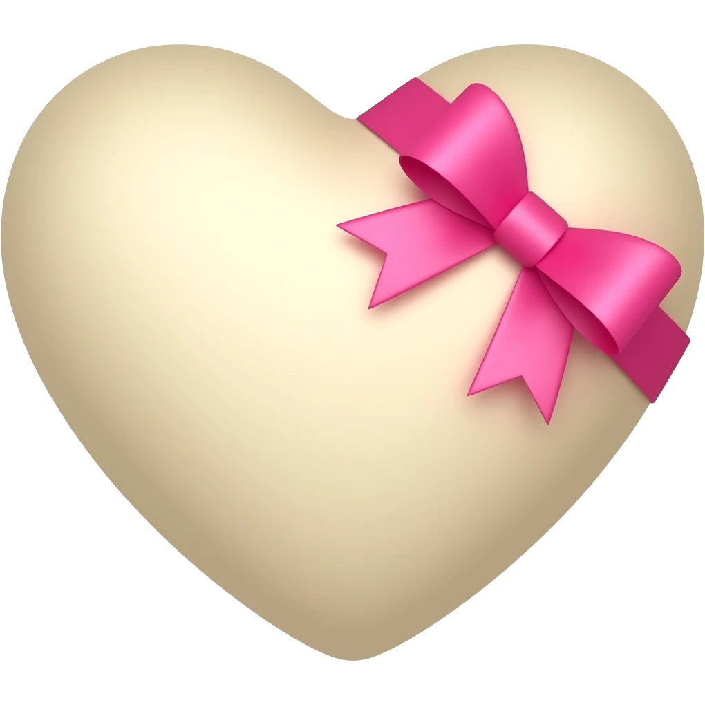 Cœur baige avec un ruban rose clair brillant sur le haut à droite emoji