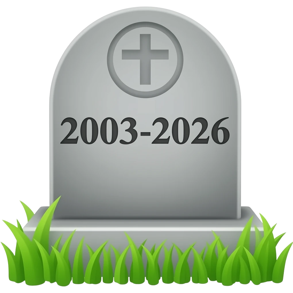 tombstone with 2003-2026 written on it emoji