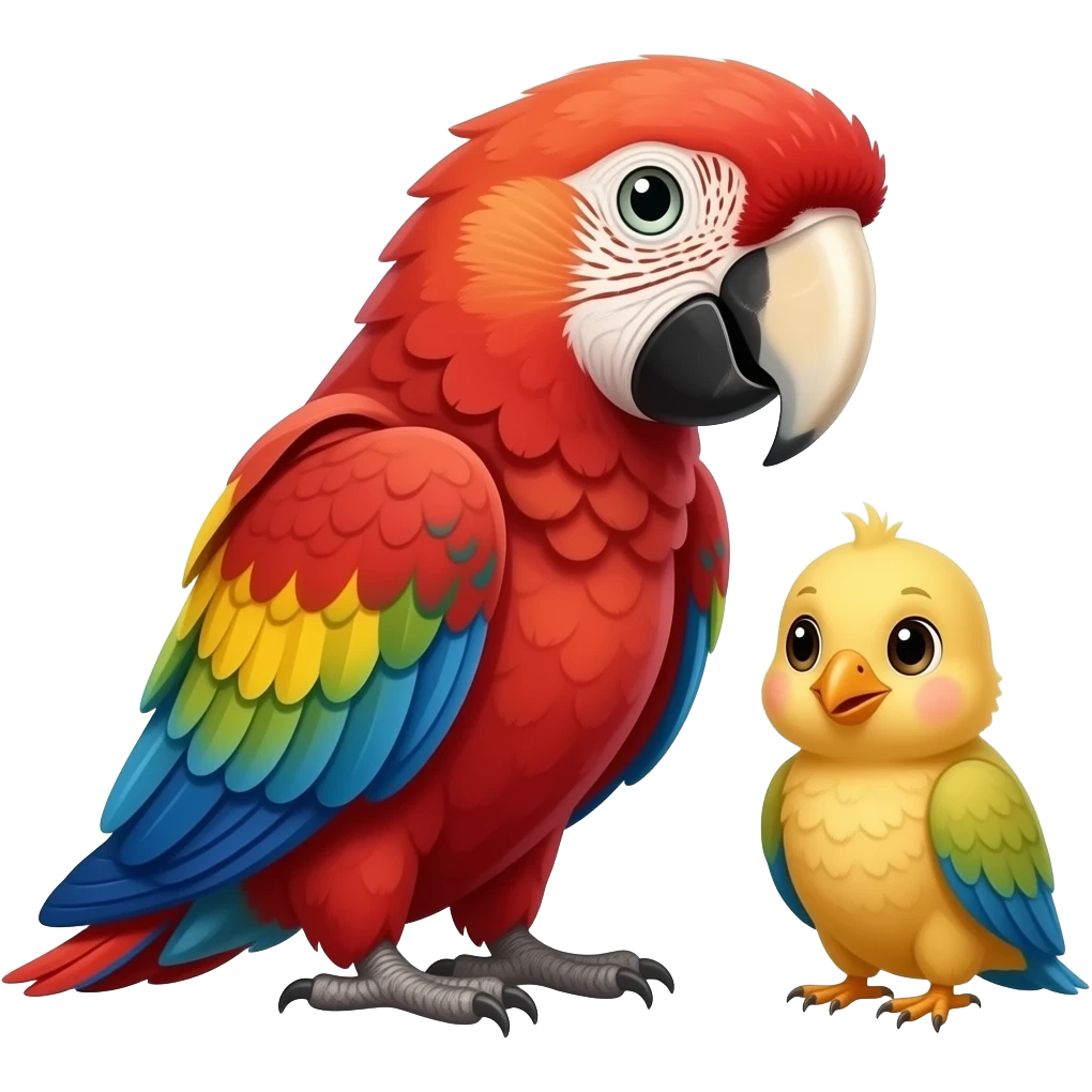 Scarlet macaw and chick emoji