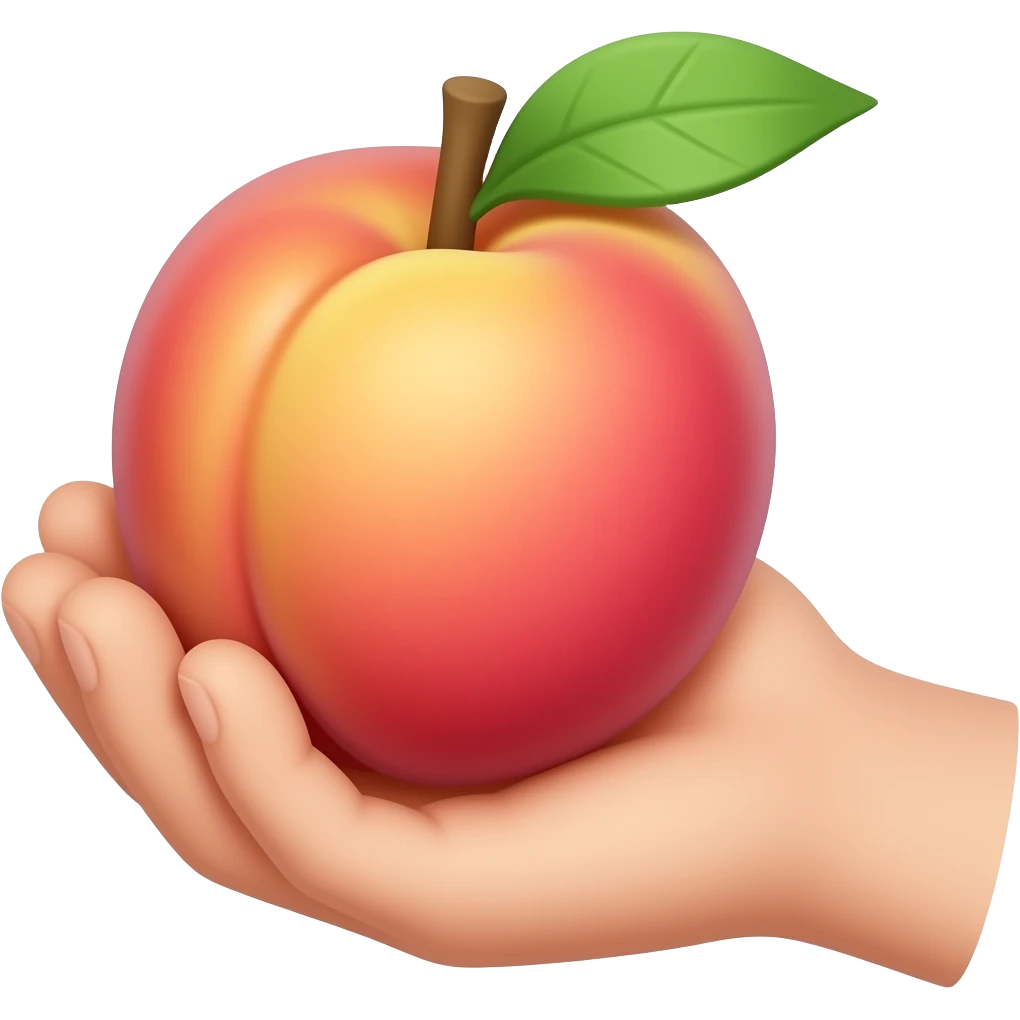 Peach with hand emoji