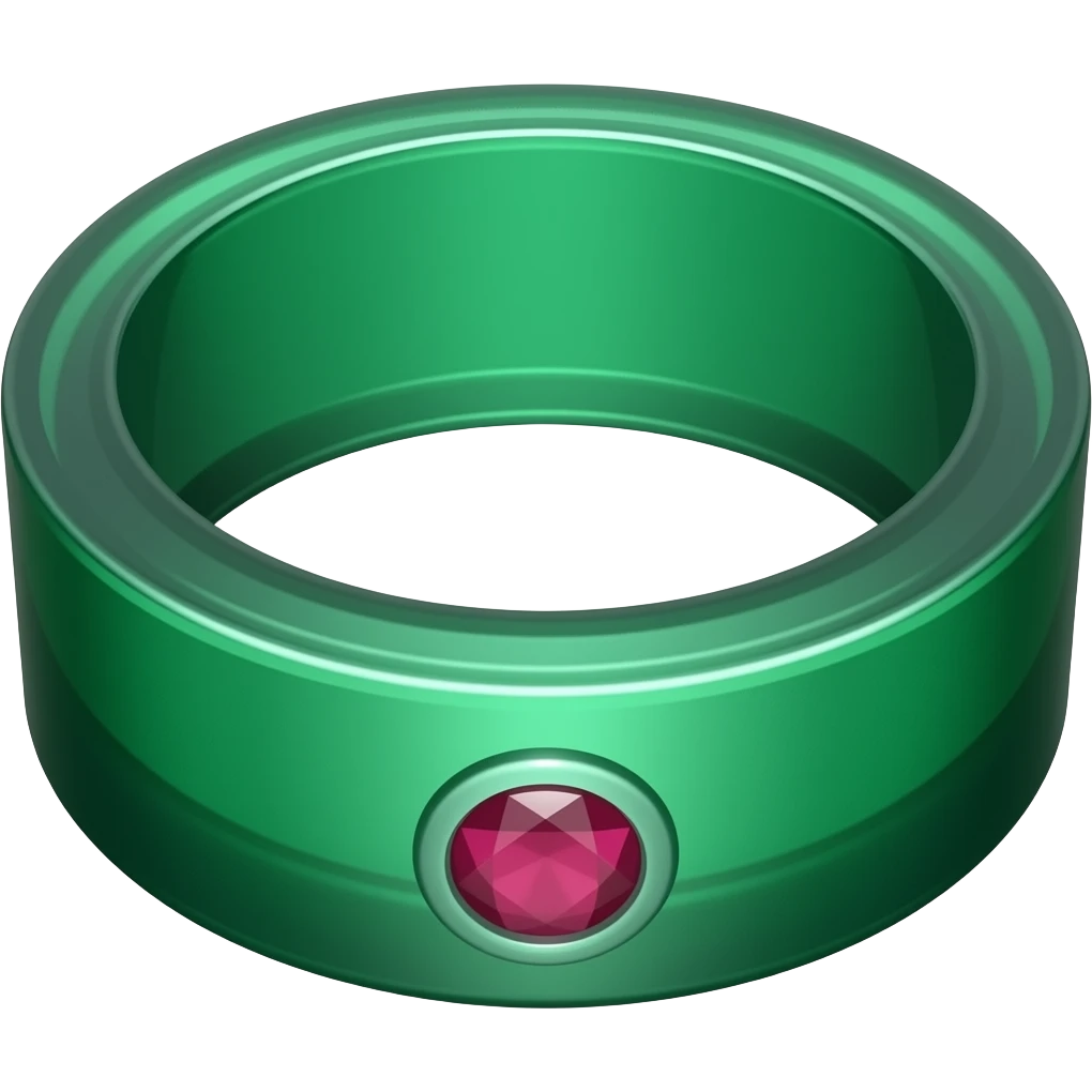 fantasy green ring with small ruby emoji