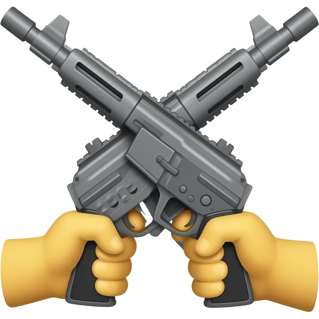 TWO YELLOW  HANDS HOLDING MACHINE GUN emoji