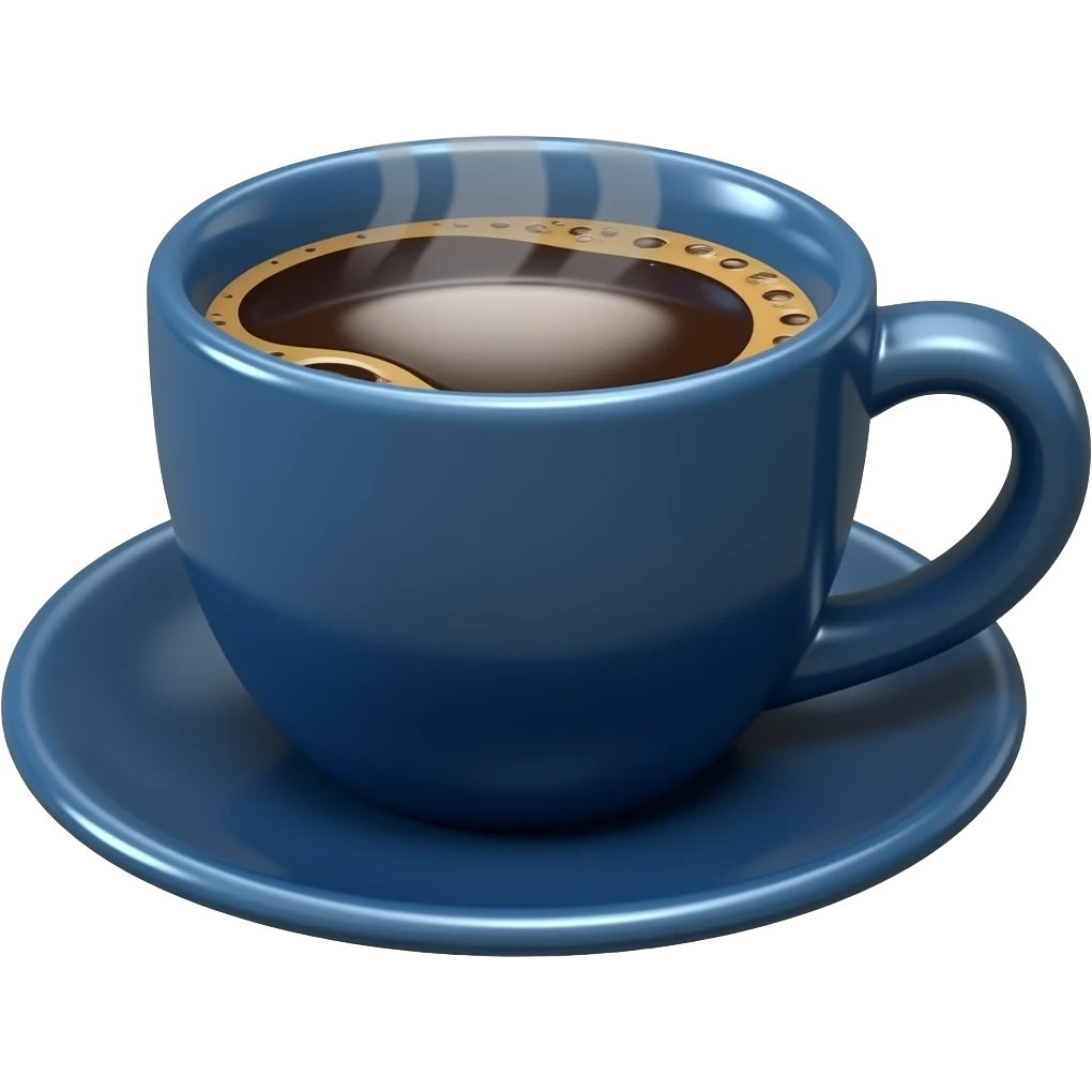 Dark blue coffee cup with hot  coffee emoji
