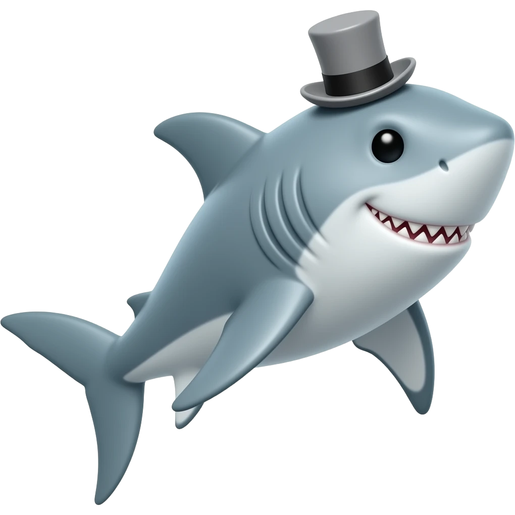 Shark with a top hat emoji