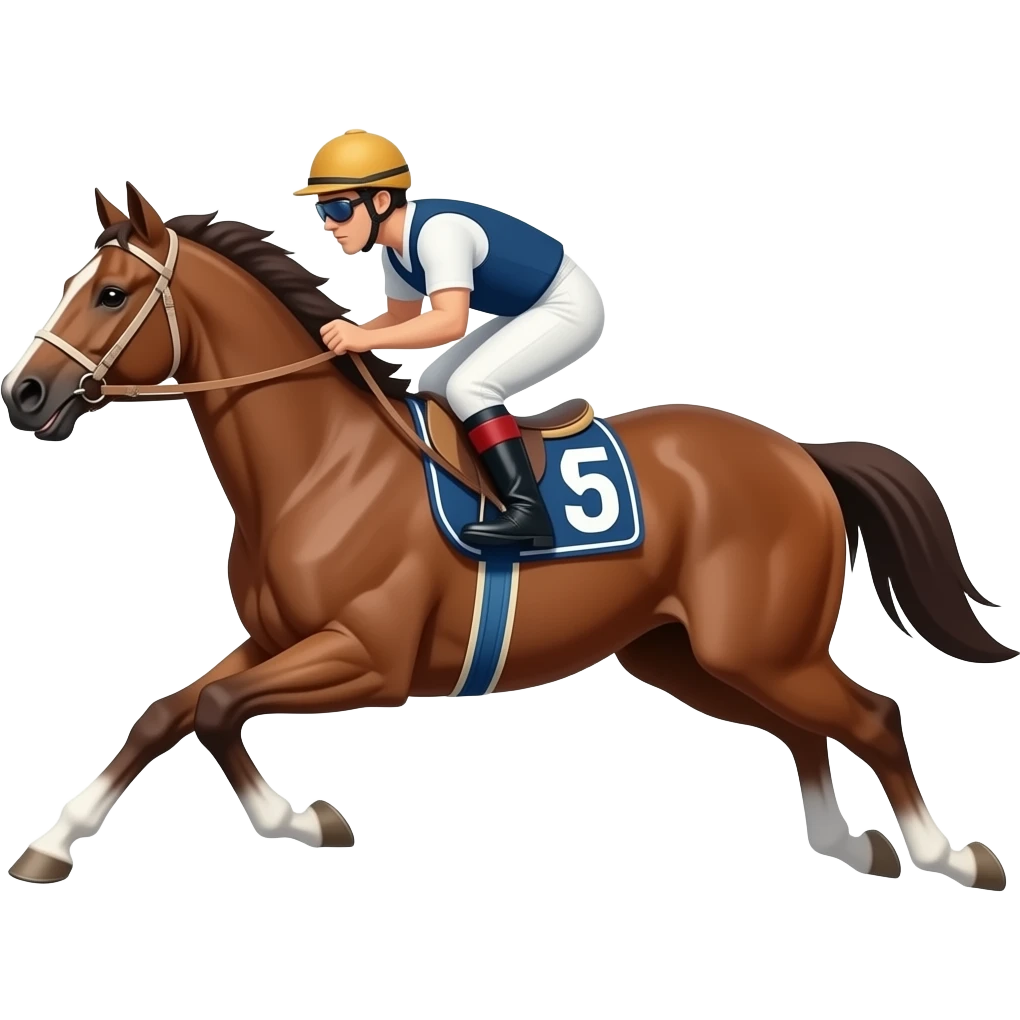horse racing, with a bib emoji