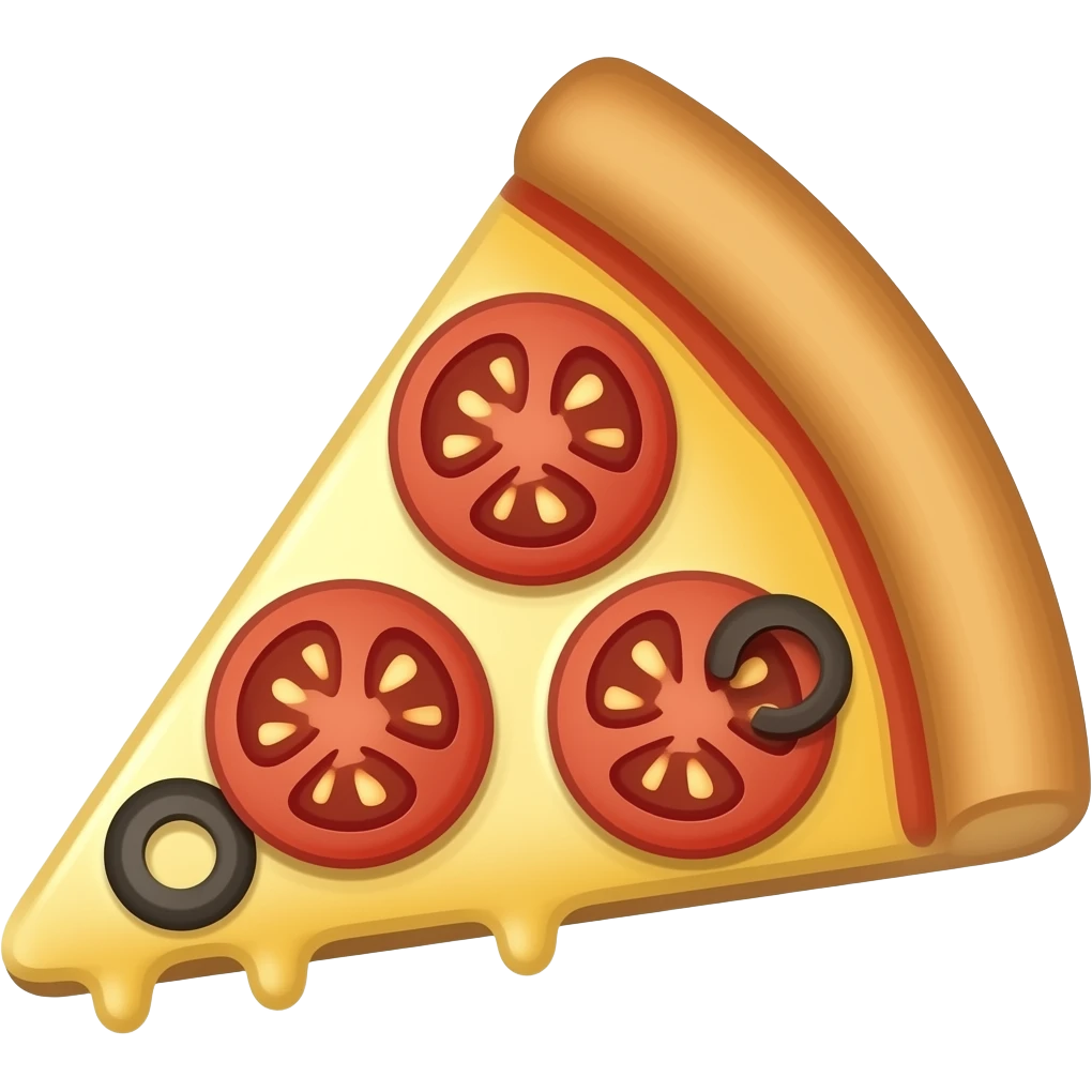 Pizza slice view from above tomatoes (3 pieces) olives emoji