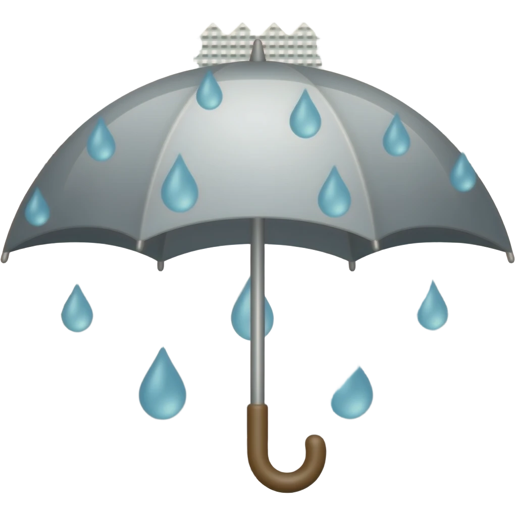 Rain drops over an umbrella emoji but on a small condom wrapper emoji