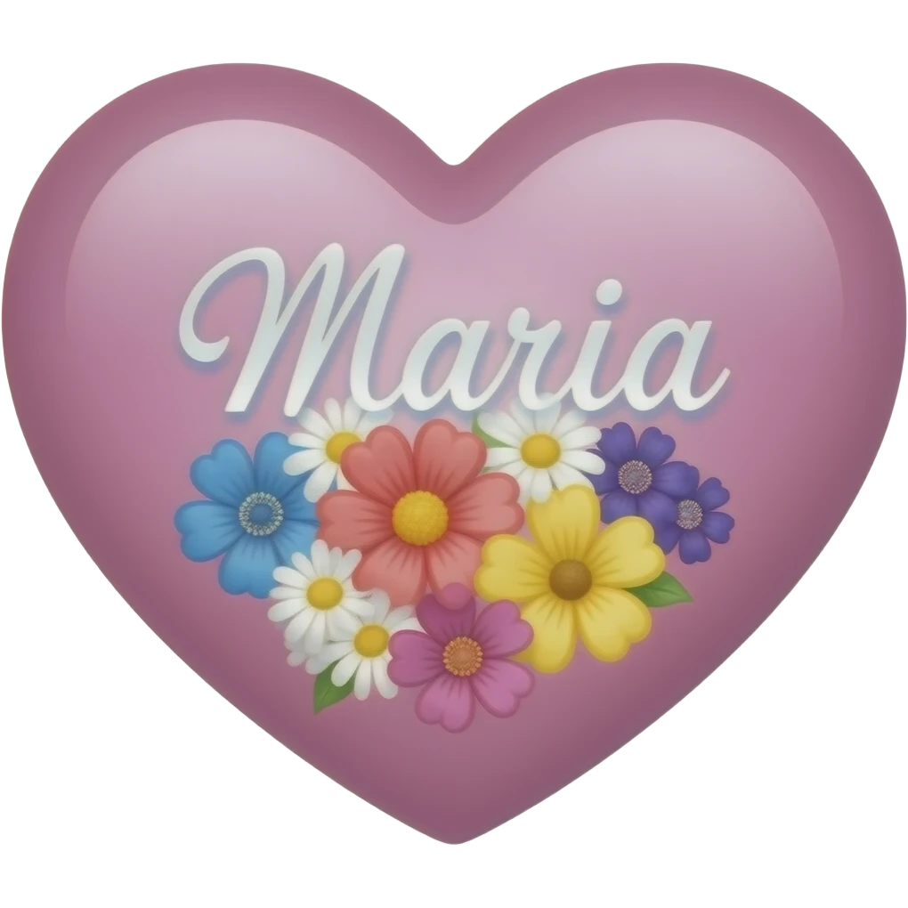 Coração com flores no meio o nome Maria emoji