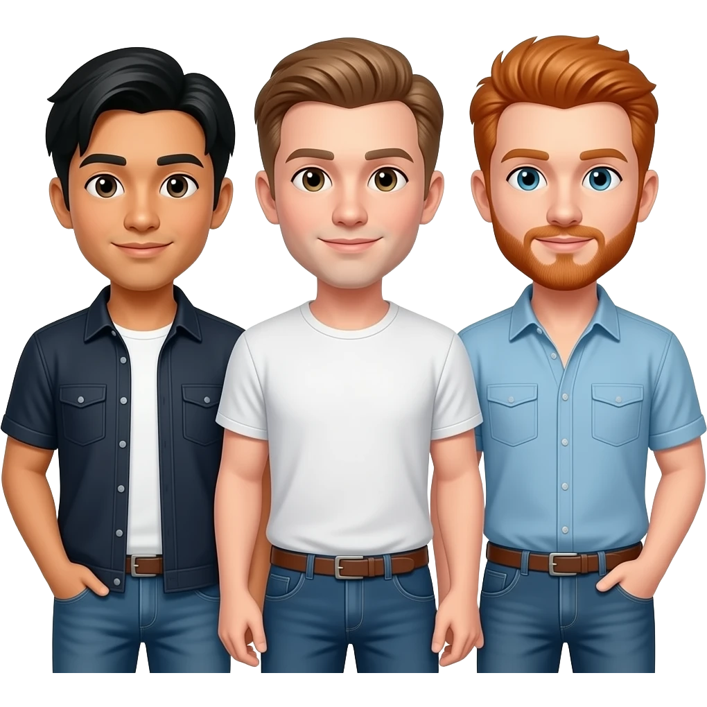 Gay couple emoji 3 men one yellow one white one redhead emoji
