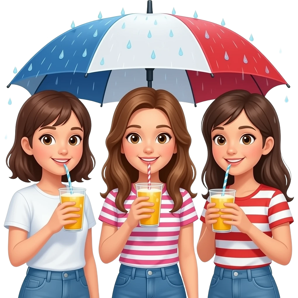 Three beautiful girls getting a drink on memorial day weekend and it is raining emoji