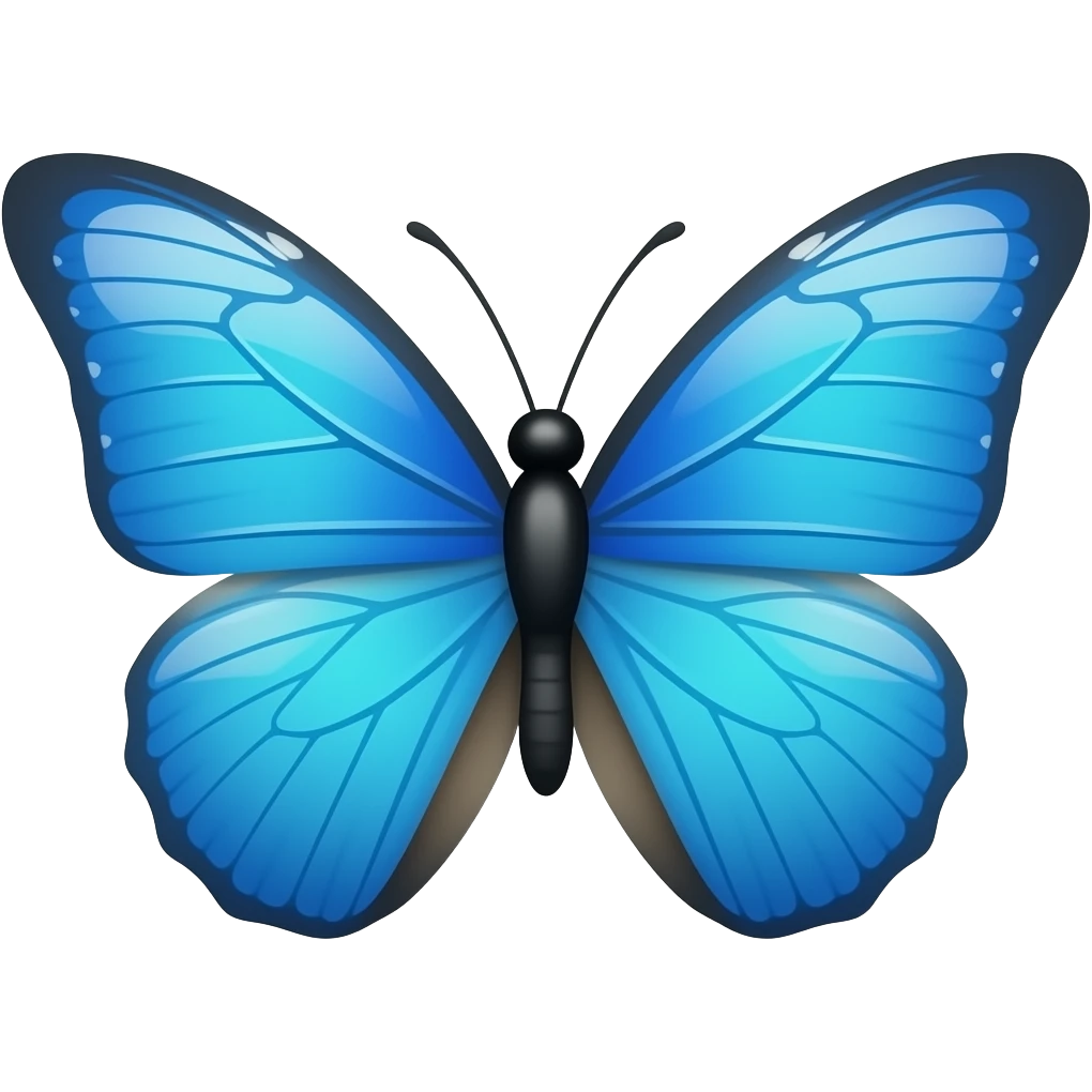 blue butterfly simple shapes detailed emoji