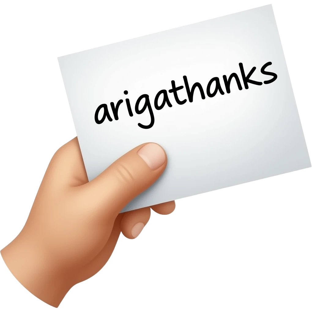 Note emoji saying "arigathanks" emoji