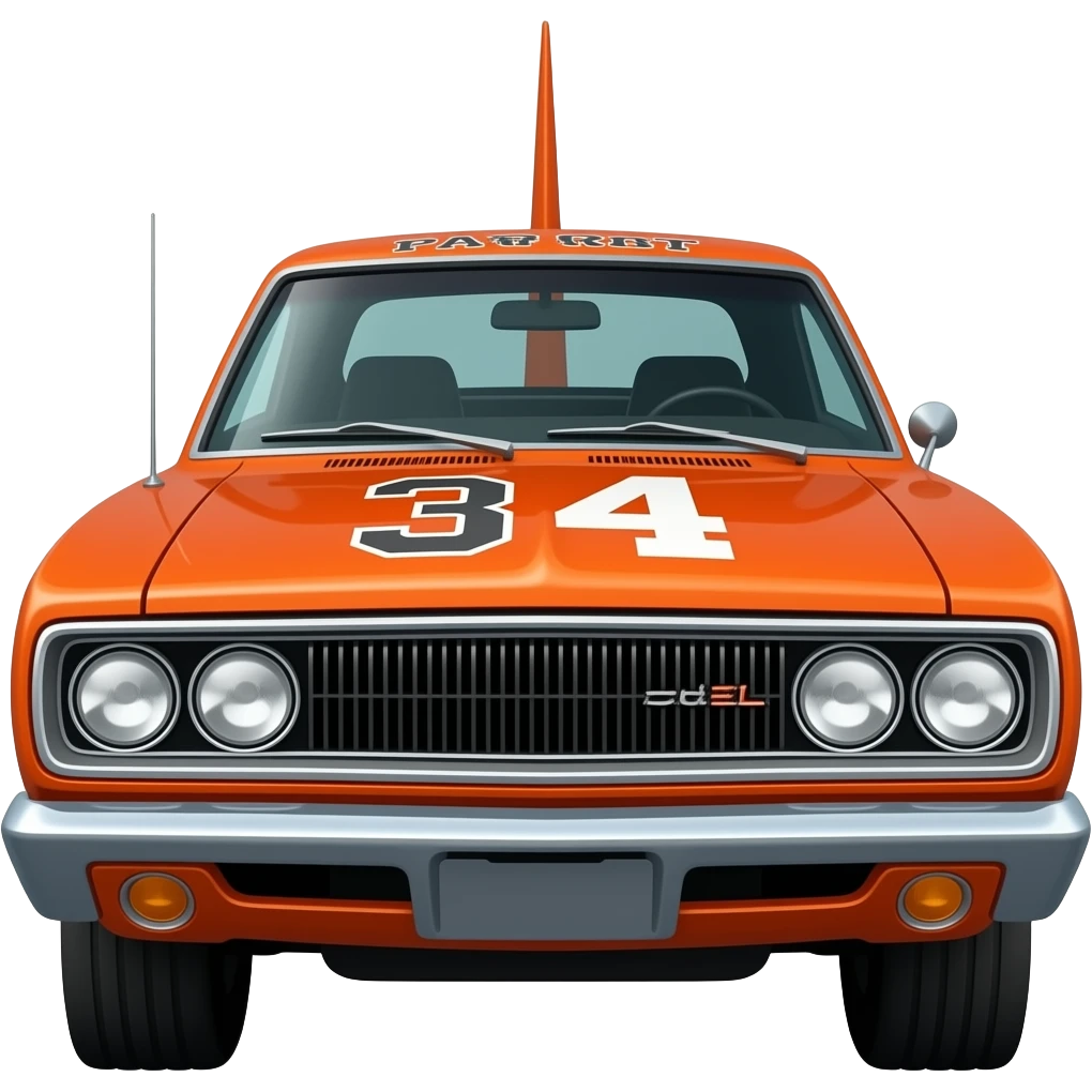 orange general lee dodge , highly detailed hyper realistic emoji