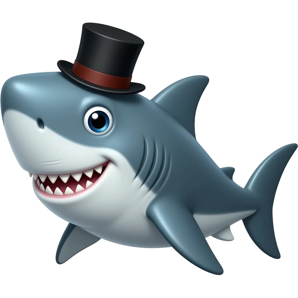 Shark with a top hat emoji