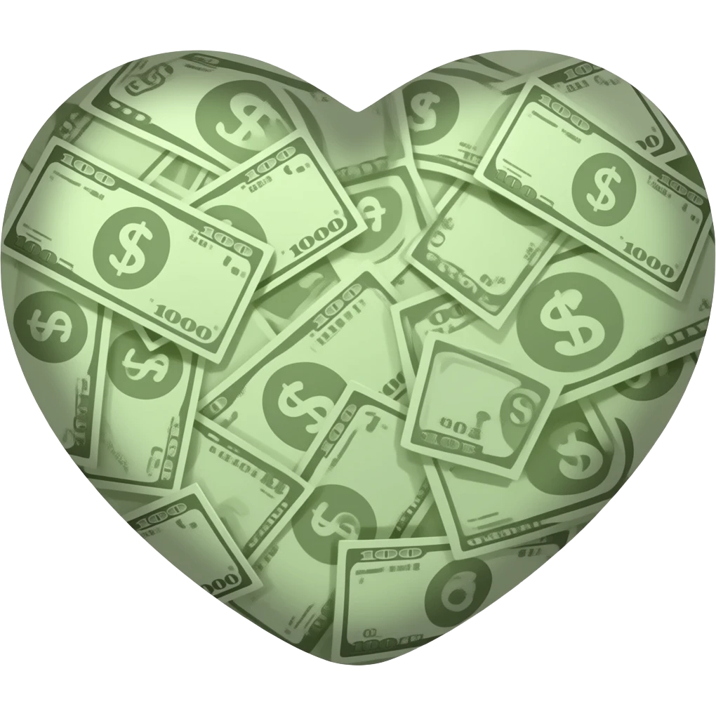 corazón con billetes emoji