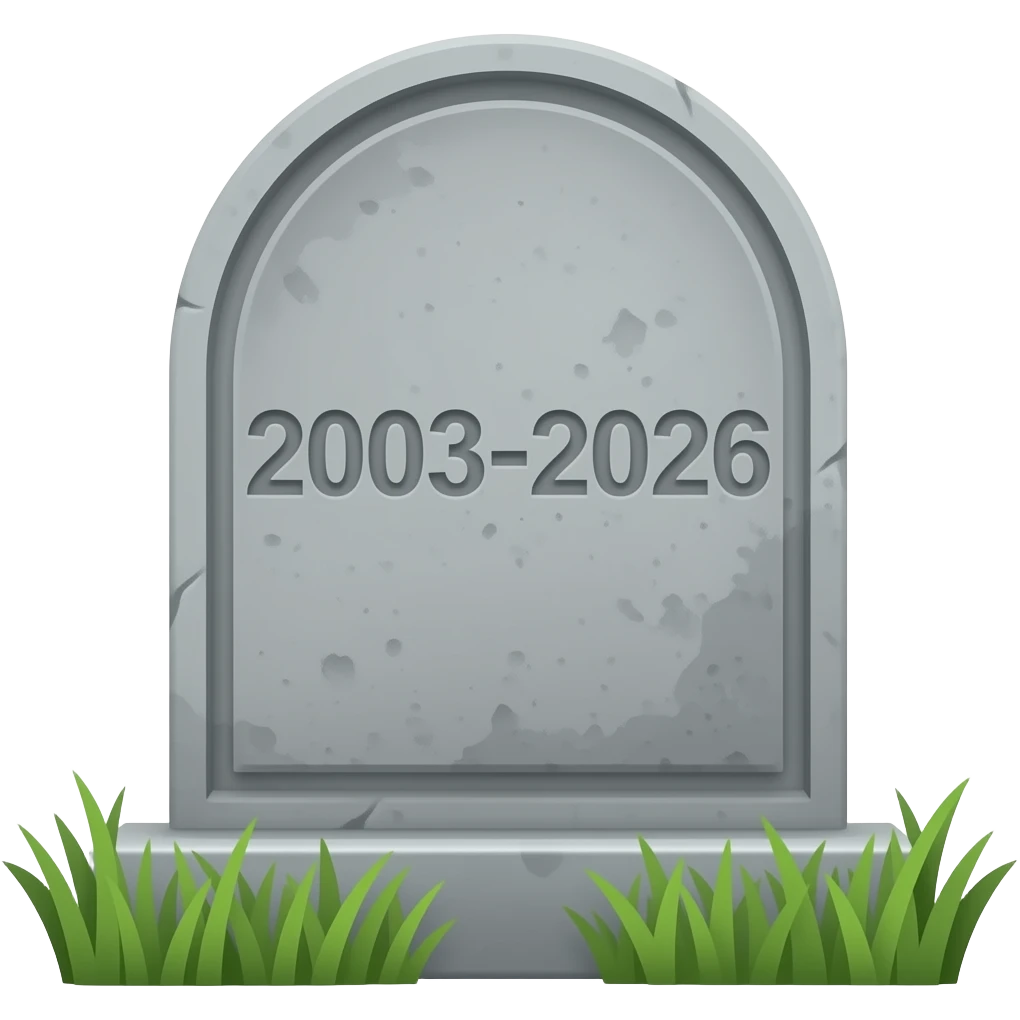 tombstone with 2003-2026 written on it emoji