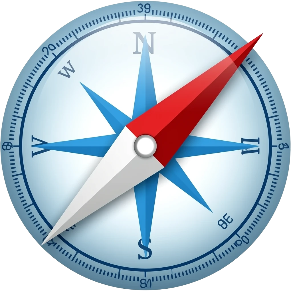 red and blue compass pointer separately emoji