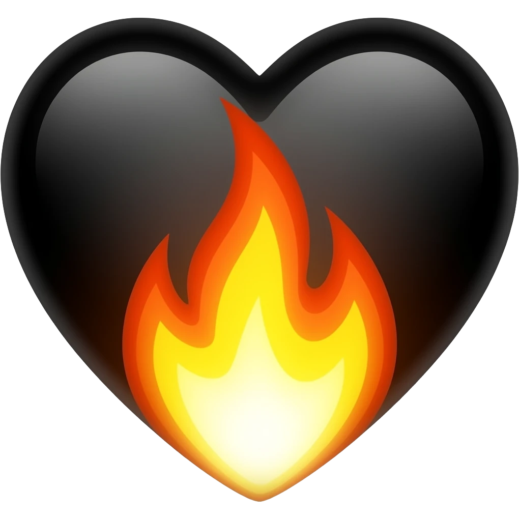I want a black heart with firee exactly l ike this ❤️‍🔥 like this heart emoji
