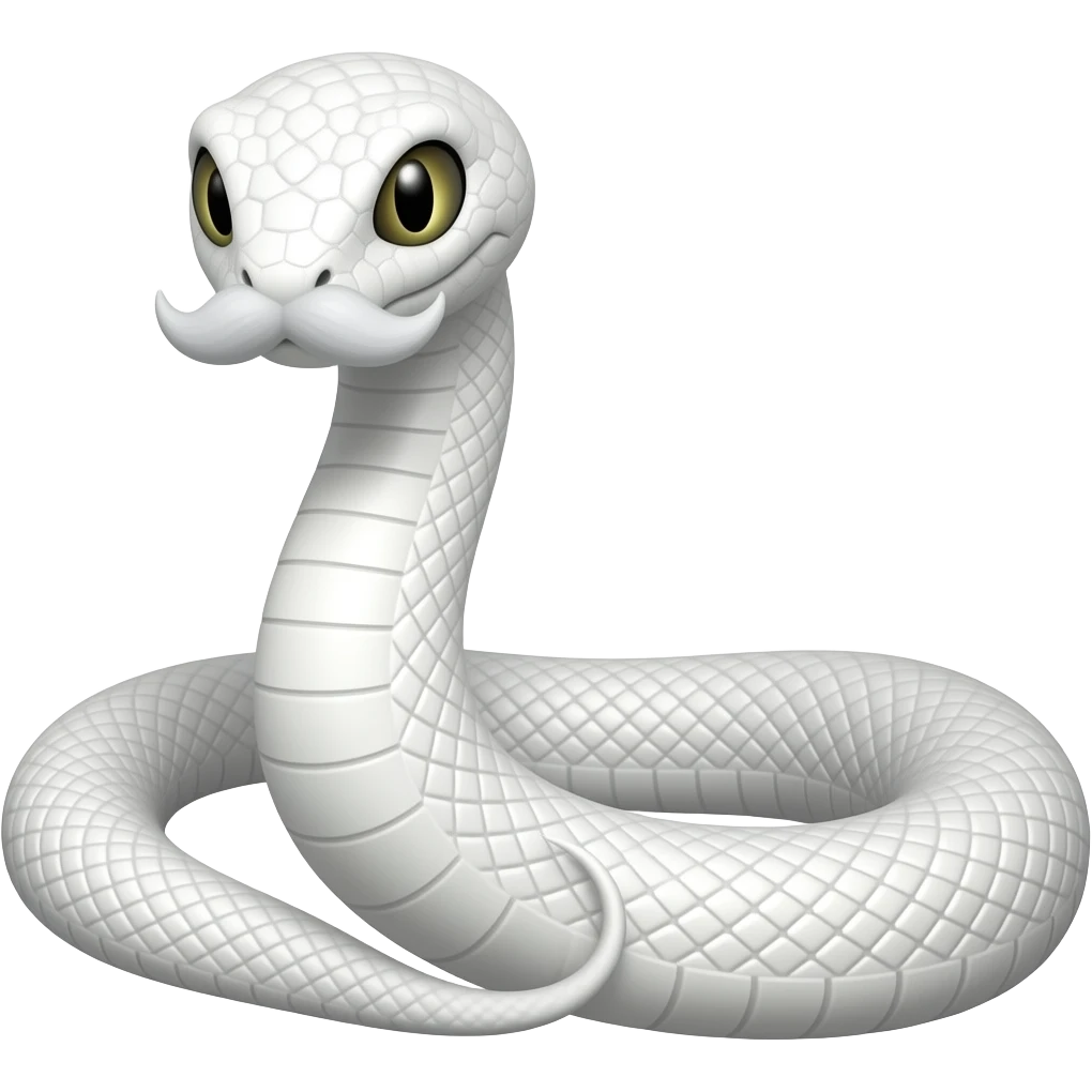White snake with moustache and beard also emoji