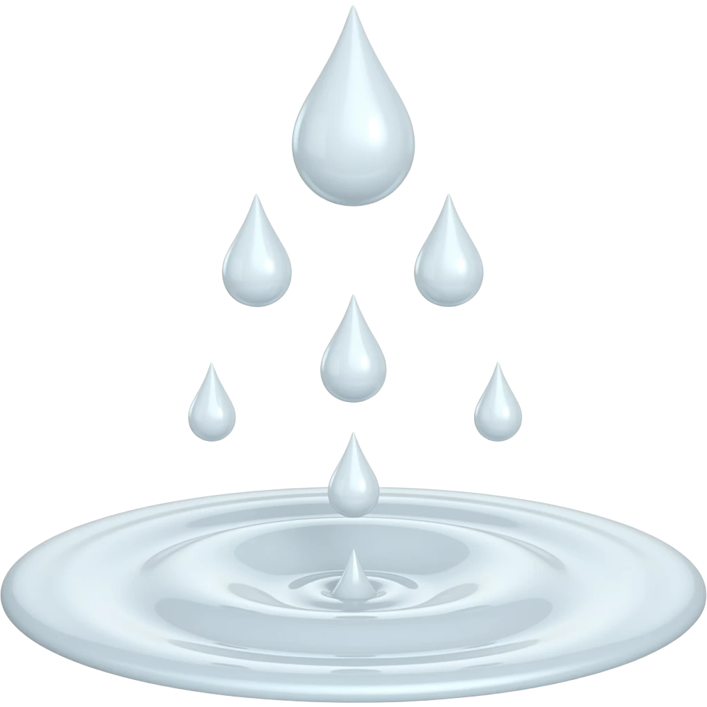 White Droplets dropping into a white puddle Tc emoji