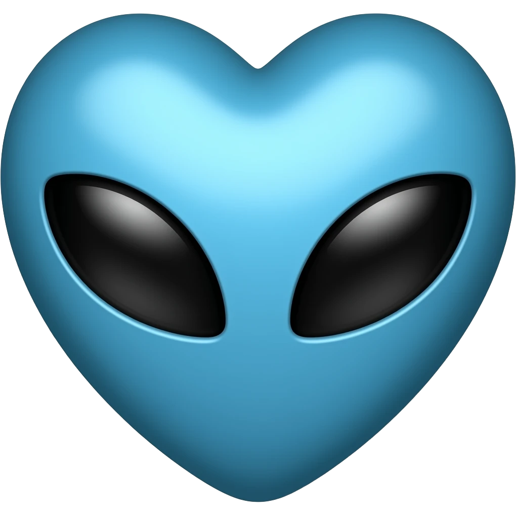 blue and black alien heart emoji