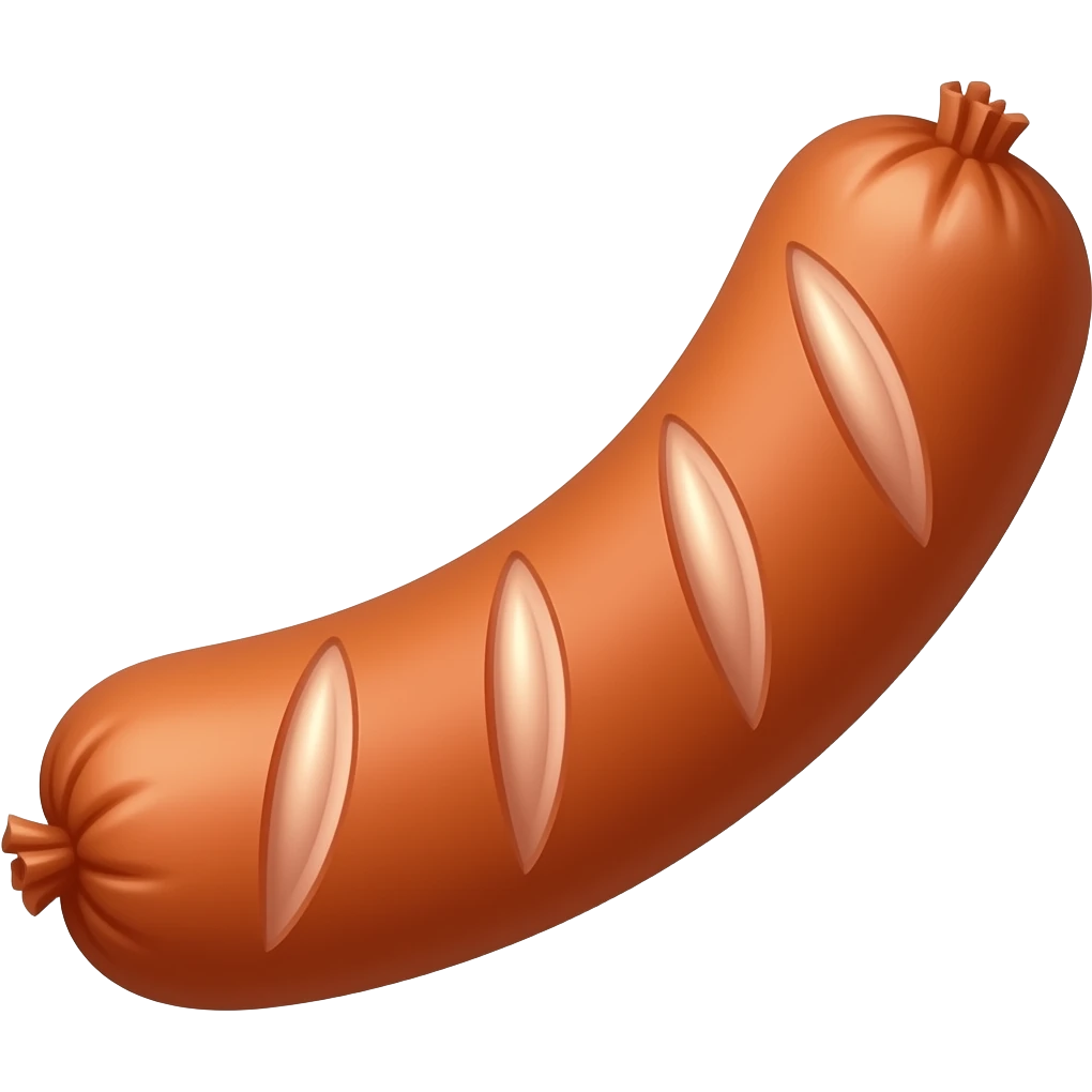 Sausage no bun, no garnish, no knife scores, and much longer emoji