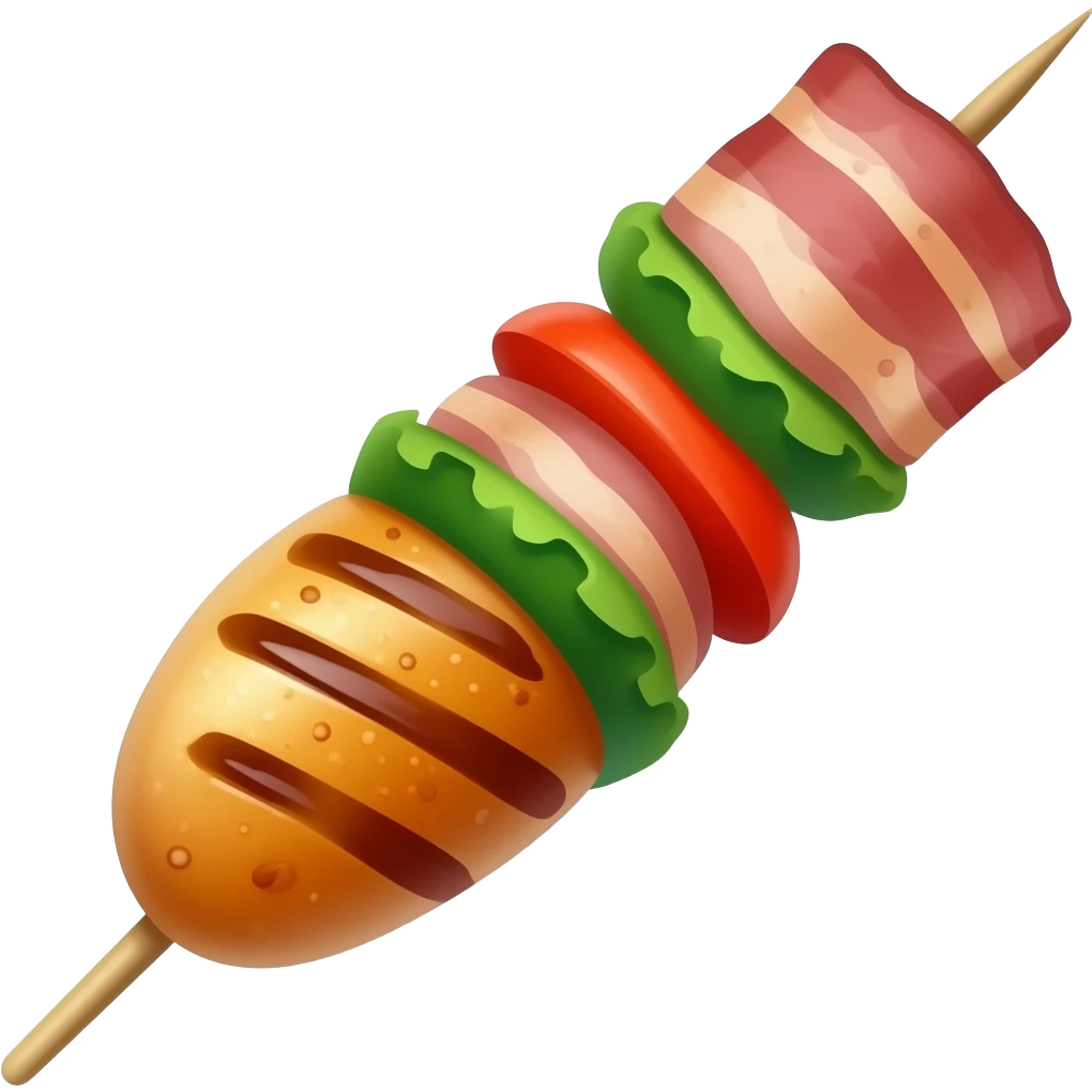 Chuzo de carne asada de pollo con tocineta sin verduras solo pollo y tocineta emoji