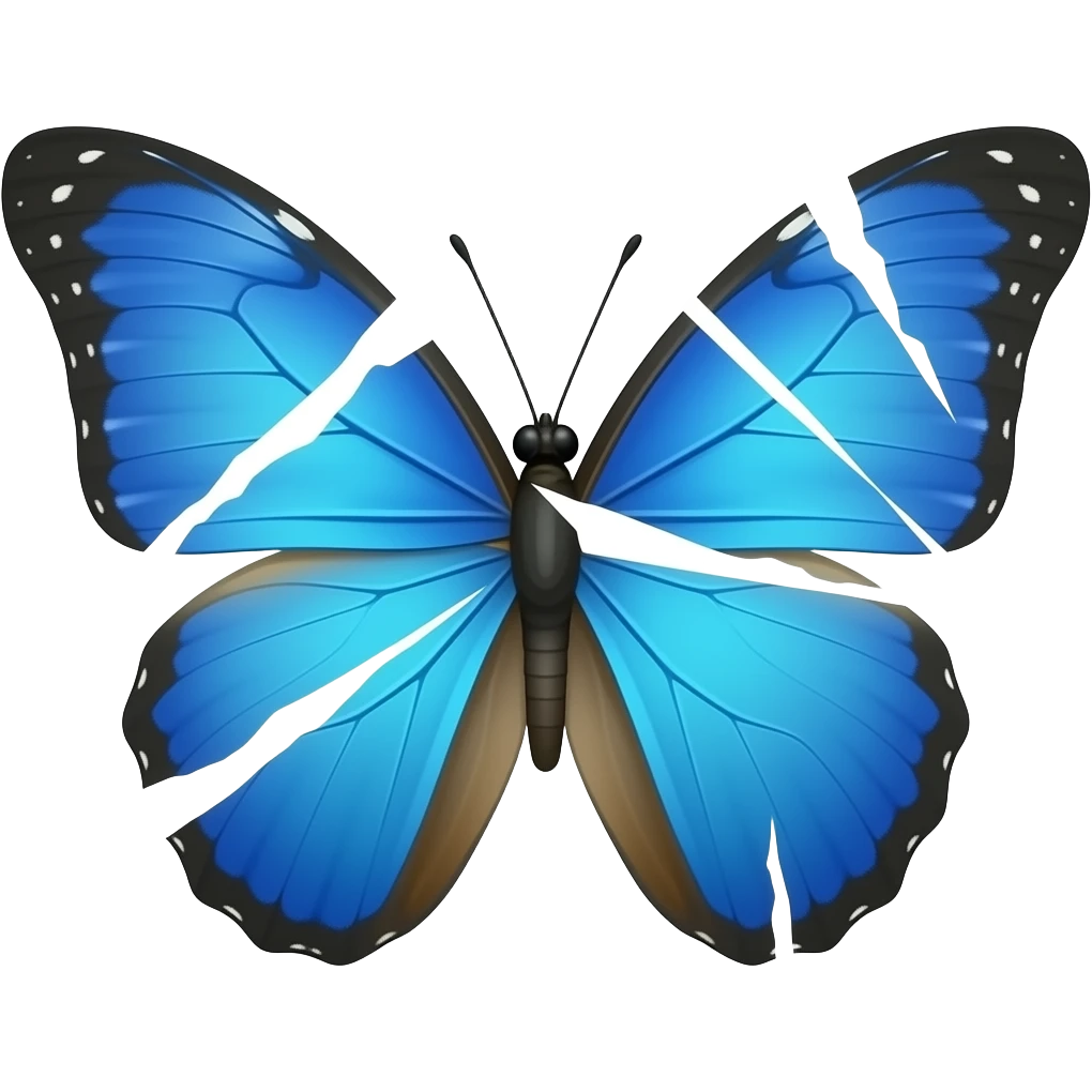 I want a blue butterfly with chopped wings emoji