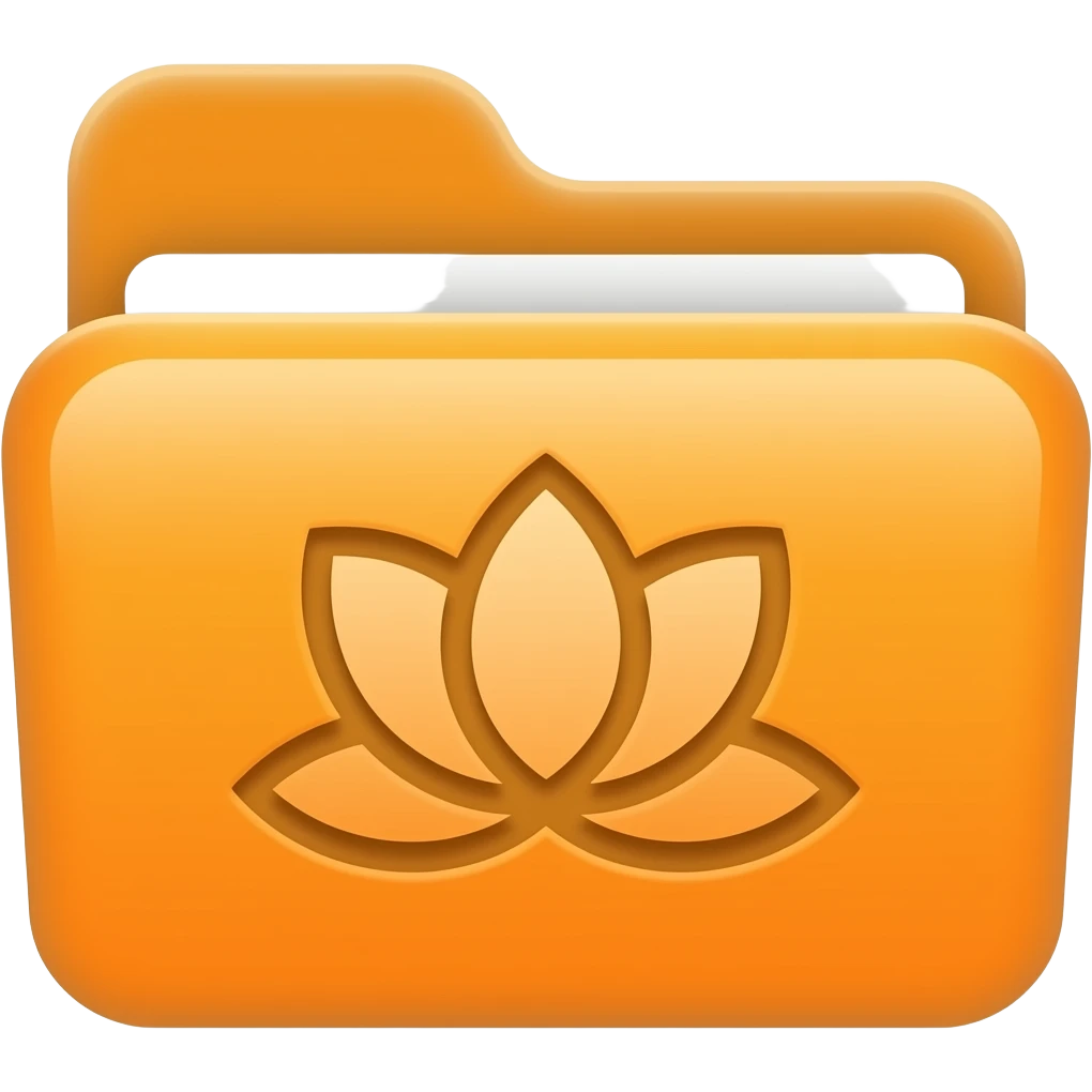 orange ios style files icon with lotus flower logo in middle emoji