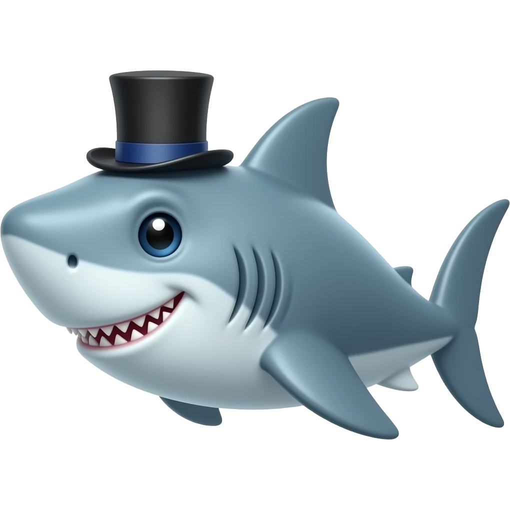 Shark with a top hat emoji
