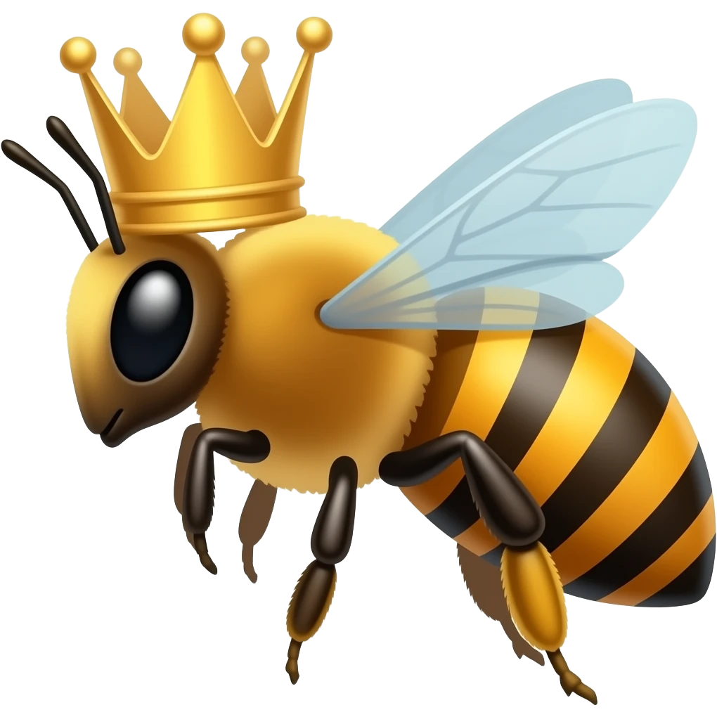 Queen bee with crown at the side emoji
