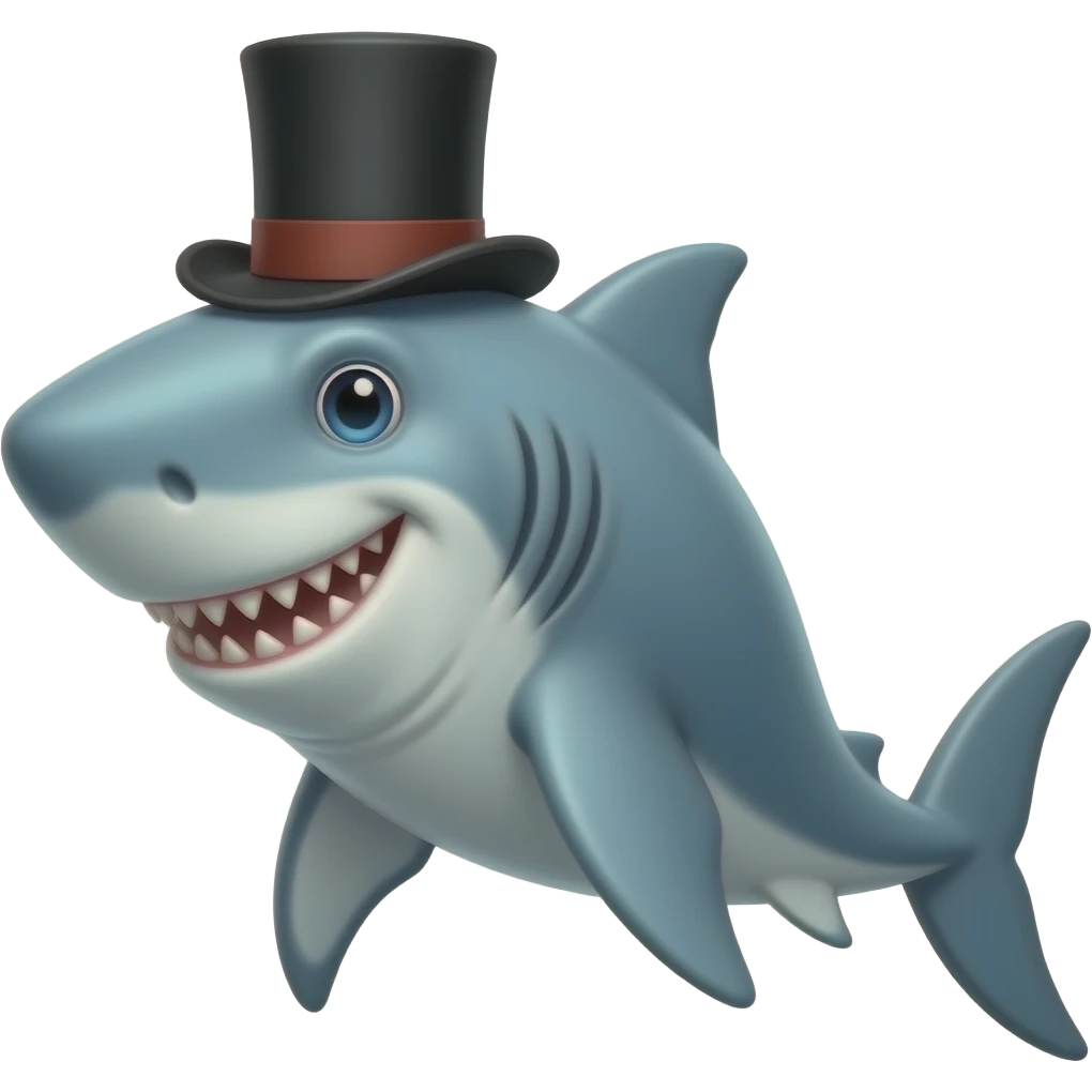 Shark with a top hat emoji