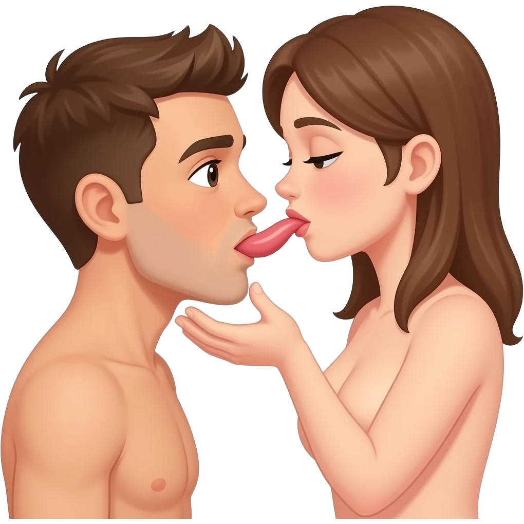 Naked woman sucking a guys erect penis emoji