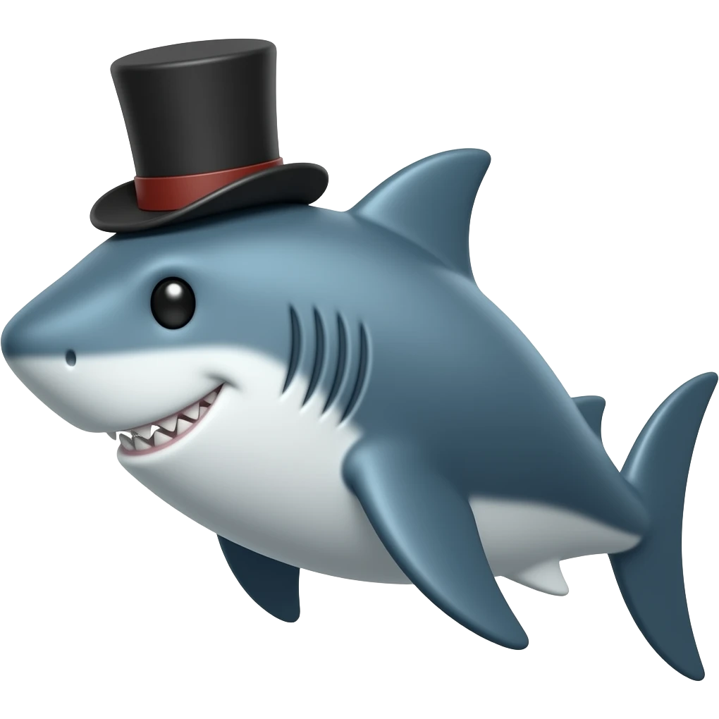 Shark with a top hat emoji