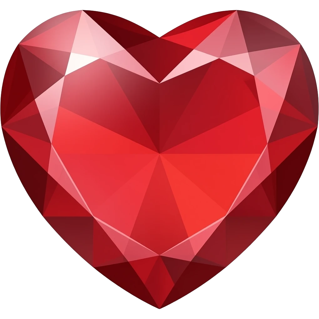 blood red gemstone in shape of heart emoji