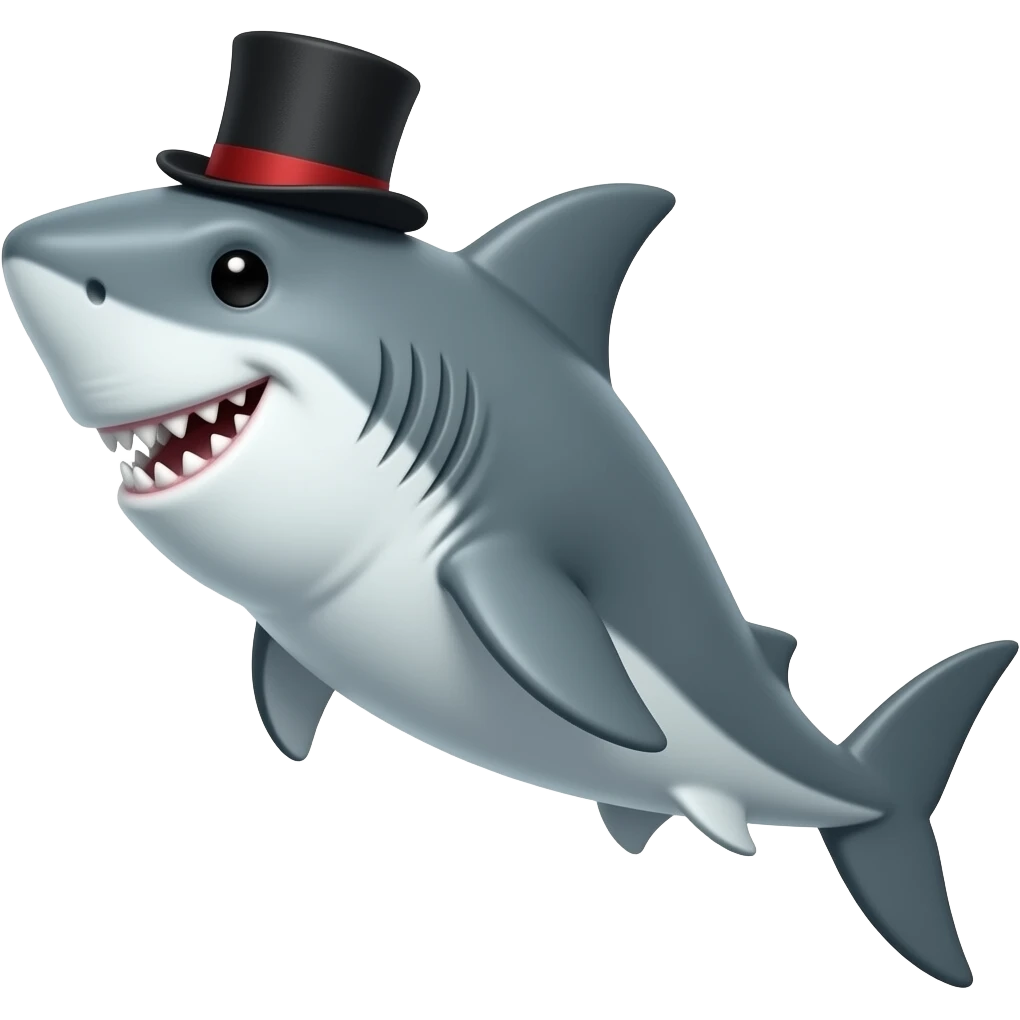 Shark with a top hat emoji